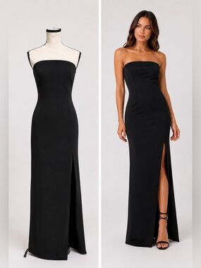 Lulus‎ Famous Icon Black Strapless Column Maxi Dress NWT Medium Formal Slit Gown